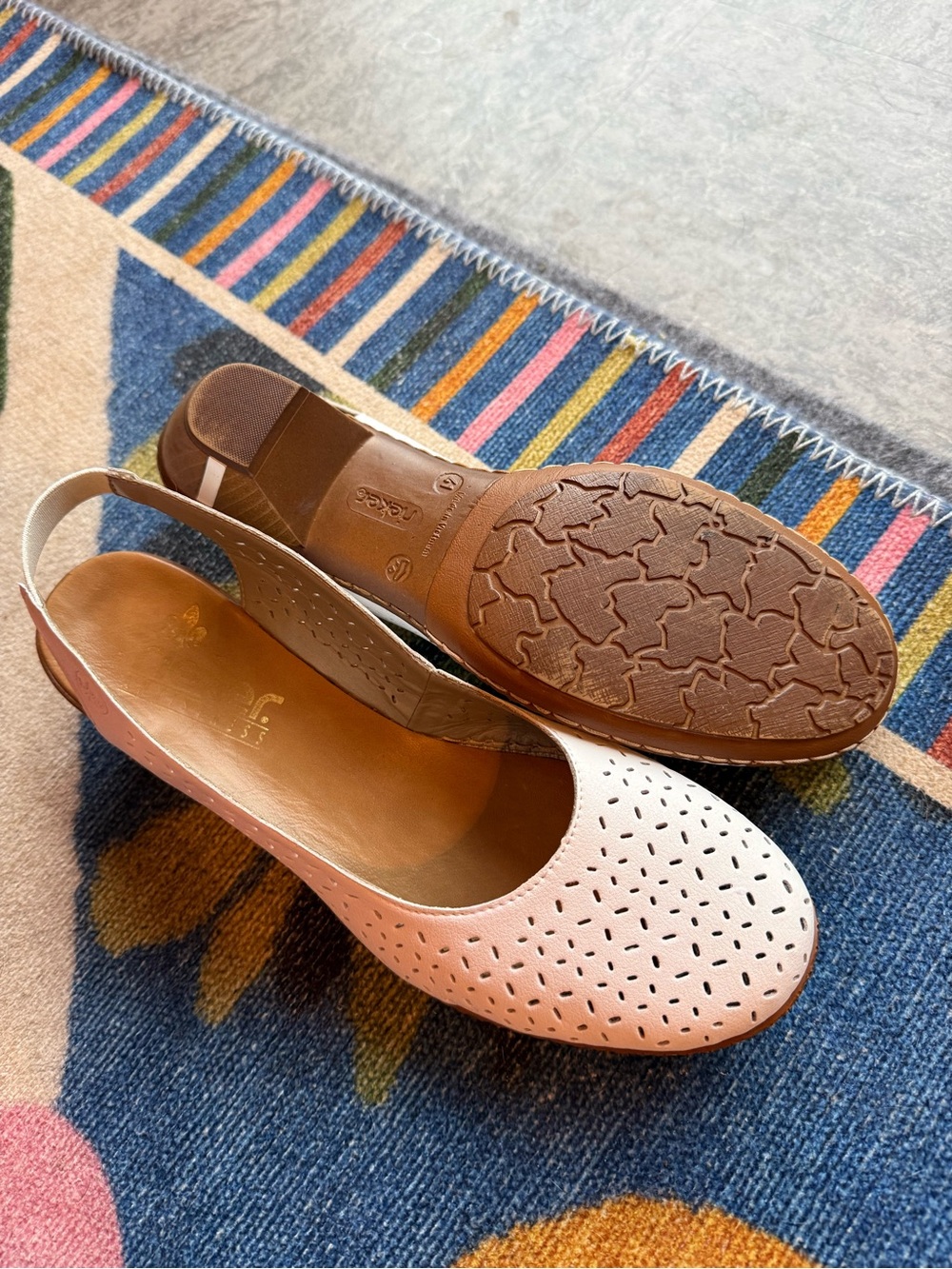 Rieker White Kitten-Heel Slingback Mules - Picture 5 of 8